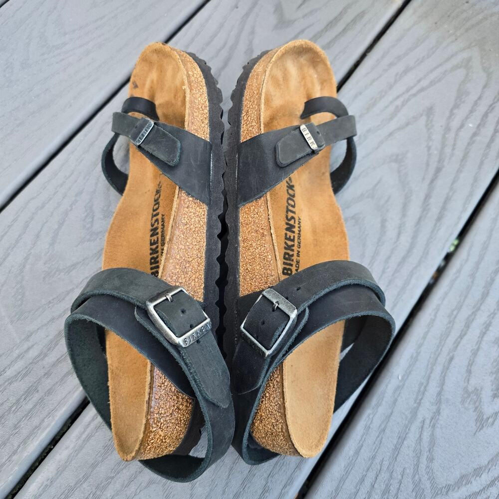 Birkenstock Women's Yara Oil Leather Black Strap Sandals, Size 8 - 8.5 - Picture 3 of 6